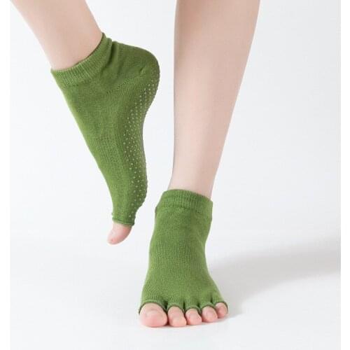 New Women Yoga Socks Anti-Slip Five Fingers Backless Silicone Non-slip 5 Toe Sock Ballet Gym Fitness Sports Comfort Cotton Socks