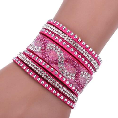 New Fashion 10 colors Women Multilayer Leather Bracelet Christmas Gift Charm Bracelets Vintage Jewelry For Women Pulsera