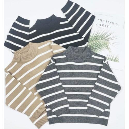 2020 Autumn Winter Korean Casual Baby Sweater Children Boy Girl Striped Long Sleeve Warm Knitted Sweater