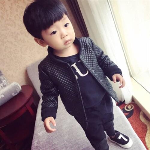Autumn winter Boys coat Childrens pu jacket fashion kid outwear Casual motorcycle jacket Leather Kids Coat black warm thick