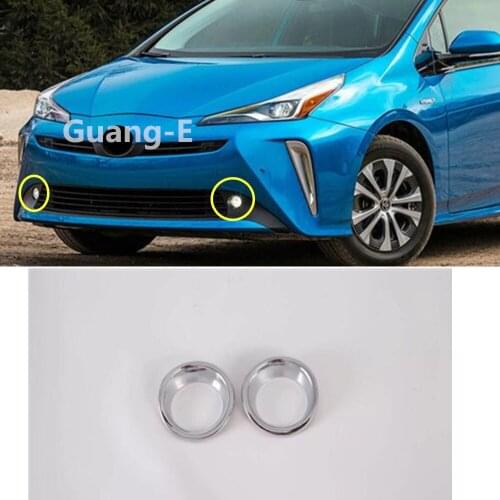 For Toyota Prius 2019 2020 Car Body Front Fog Light Lamp Detector Frame Stick Styling ABS Chrome Trim Parts 2pcs
