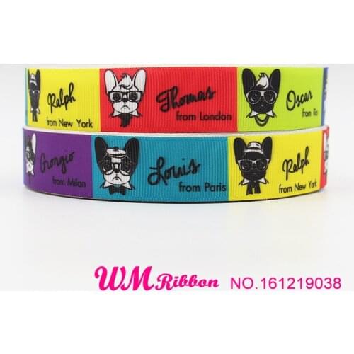 Q&N OEM ribbon 7/8inch 22mm OEM cute cartoon sing pig printed grosgrain ribbon 50yds/roll free shipping for headband hair tie
