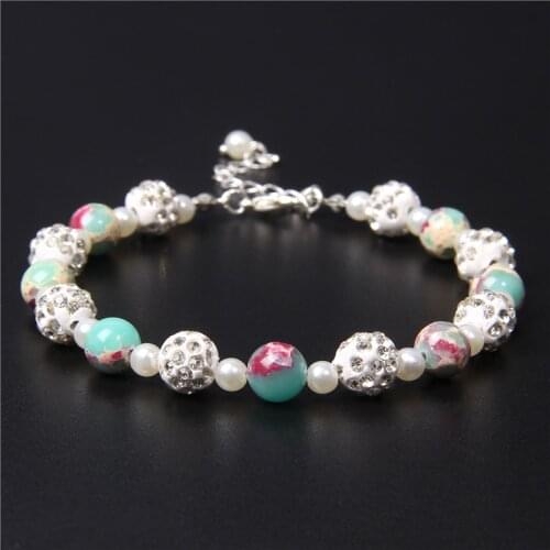 Multicolors Balls European Bracelets Tiger Eye Natural Stone Jewelry Women White Pearls Beads Bangles Girls Lovers Chain Gifts