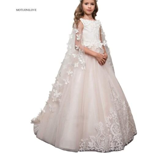 Detachable Cloak/cape High Quality Pageant Dress Flower Girls Dresses For Wedding Party Evening Kids First Communion Dresses