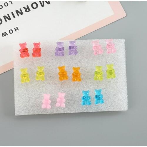 1pair 12*8 mm Women Earrings Cartoon Resin Animal Bear Candy Stud Earrings for Kids Girls Teens Jewelry
