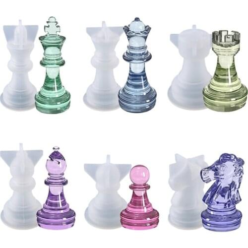 6 Pcs International Chess Epoxy Resin Mold Chess Pieces Silicone Mould DIY Crafts Jewelry Home Decorations Casting Tool A5KE