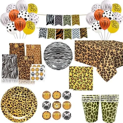 Animals Printed Tiger Zebra Leopard Packing Bag Jungle Safari Birthday Party Decoration Safari Party Favors Baby Shower Boy