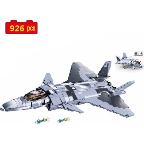 Military series WW2 Army 2-in-1 Stealth Fighter Soldier SWAT Weapon DIY model Building blocks Toys Gifts