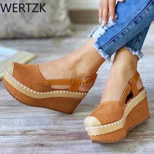 Womens Solid Color Suede Stitching Woven Buckle Round Toe High-heeled Fashion Trend Sexy Elegant All-match Sandals