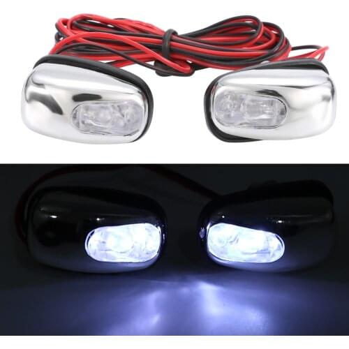 2pcs 12V Chrome White LED Light Lamp Windshield Jet Spray Nozzle Wiper Washer Eyes Universal For Car Truck Auto
