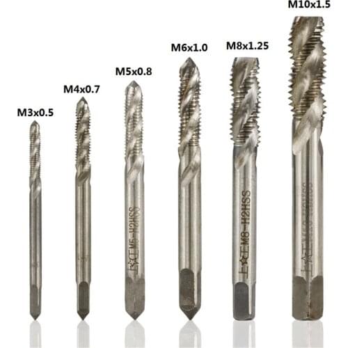 2 Pcs M3 / M4 / M5 / M6 / M8 / M10 Spiral Flute Thread Tap Machine Plug Tap Hss Screw Hole Tap Drill Set Metallurgy Tools