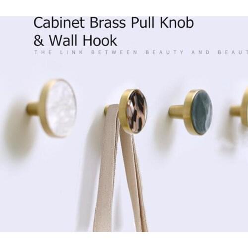 2 in 1 Brass Wall Hook Furniture Handles Light Luxury Round Pulls Cupboard Wardrobe Dresser Shoe Box Drawer Cabinet Knobs