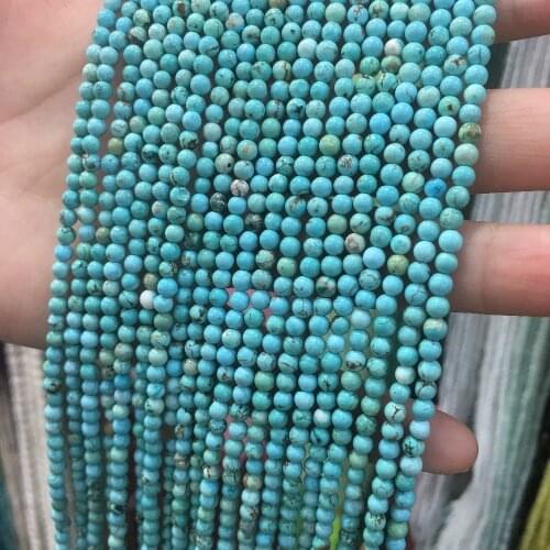 Wholesale Loose Turquoises Beads Natural Stone Beads Blue Natural Small Beads Making for Jewelry Necklace DIY Bracelet 3mm