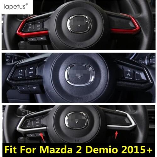 For Mazda 2 Demio 2015 - 2019 ABS Steering Wheel Molding Decor Cover Kit Trim Red / Matte / Carbon Fiber Accessories Interior
