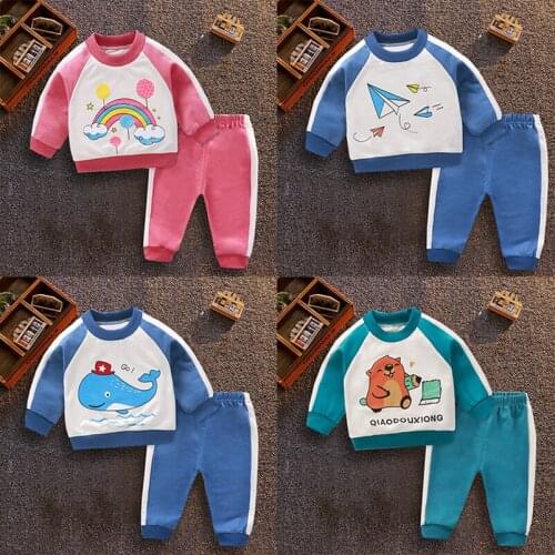 Children Hoodie Clothing Set Cartoon Letter Korean Costumes for Kids Baby Boy Tops Pants Suit Boutique Girl Clothes Outfits 2021