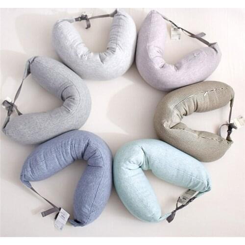 Cotton Fabric Travel Pillow Neck Pillows Sleeping Cushion U Shaped Cushions Invisible Zipper Head Massager Car Headrest Soft