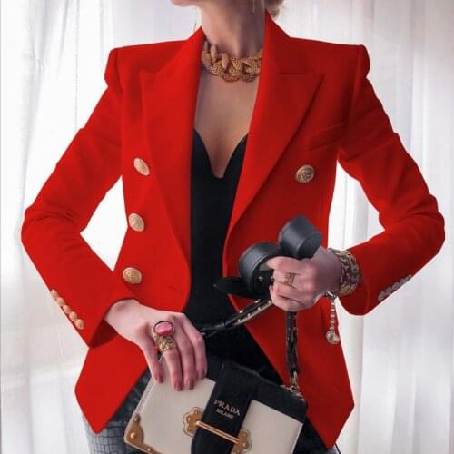 Double Breasted Blazer Coat Autumn Elegant Solid Slim Long Sleeve Female Suit Jacket Women Blazer Office Ladies Blazer Outwear