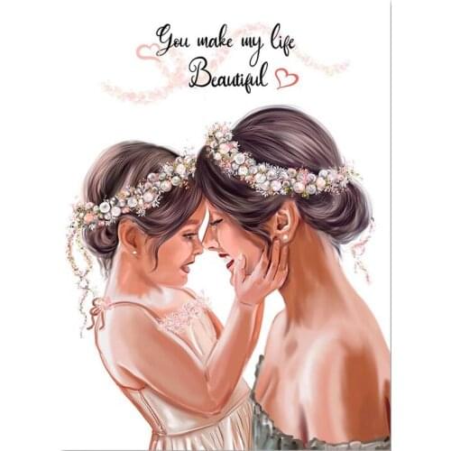 5style Choose Mom Daughter Fashion Love You Mother Days Gift Art Film Print Silk Poster Home Wall Decor 24x36inch