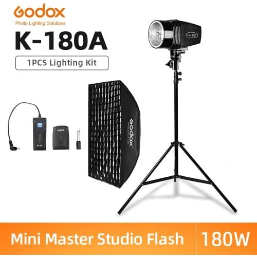 Godox K-180A 180Ws Photography Studio Flash Strobe Light + 50 x 70cm Gird Softbox + 180cm Light Stand + RT-16 Trigger Flash Kit