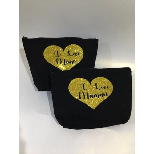 Personalize name heart wedding bride Bridesmaid Makeup Gift Make Up comestic Bags pouches Maid of Honour Christmas Birthday gift