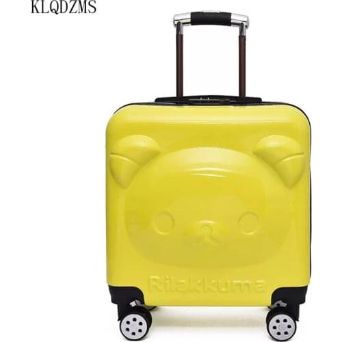 KLQDZMS Cartoon Bear 20inch ABS+PC Rolling Luggage Child-specific Travel Suitcase On Wheels