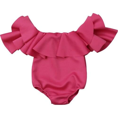 0-12M Infant Newborn Baby Girl Ruffle Romper Princess Off Shoulder Solid Jumpsuit Summer Girls Costumes