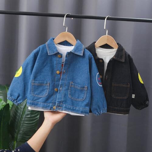 New Spring Autumn Jackets Boys Girls Coat Denim Jacket Green Boys Windbreaker Jacket Letter Cartoon Print Kids Children Jackets