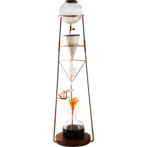 MAX Ice drip pot Coffee maker Drip flask Borosilicate glass Meta tap Glass coffee filter 12cups serving Wooden 900mm