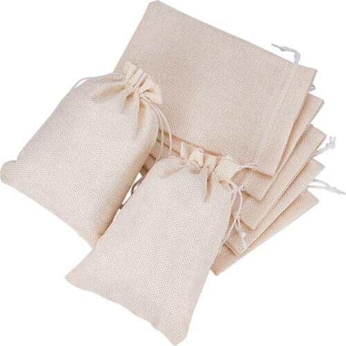 10pcs Drawstring Bags Burlap Packing Pouches Gift Candy Bag Wedding Party Favor Pouch Packing Storage LightGoldenrodYellow