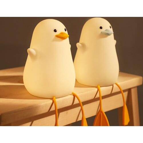 Cute Duck Seagull 3D LED Lovely Animal Night Lights Soft Silicone Sleeping Lamps For Baby Bedroom Table Desk Decoration For Home