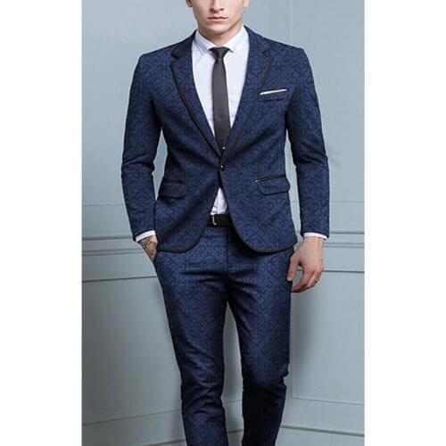 3 Piece Suits Men British Latest Coat Pant Designs Royal Blue Mens Suit Autumn Winter Thick Slim Fit Plaid Wedding Dress Tuxedos