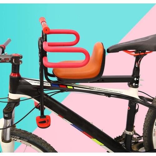 Front Mounted Child MTB Bike Seat Bicycle Frame Saddle Leather Soft Kids Front Seat Chair With Safety Handle Bike Baby Carrier