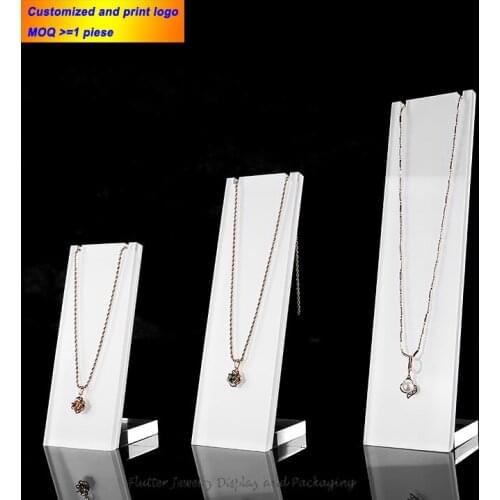Superior White Acrylic Necklace Display Stand Pendant Showing Rack Jewelry Holder Necklace Showcase