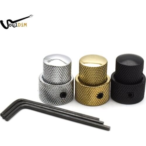 Professional Metal Guitar Tone Volume Knob Potentiometer Knob Cap Double Layer Electric Guitar Control Knob Button with Wrench