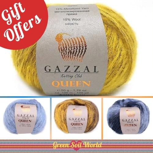 Gazzal Queen 5 Ball Hand Knitting Yarn, 50 grams 100 meters, Thread, Wool, Metallized, Fantasy, Baby, Crochet, Clothes, Sport, Cardigan, Blouse, Quality, Amigurumi, Hobby, Packs, Palmie Store, Made In Turkish Diy