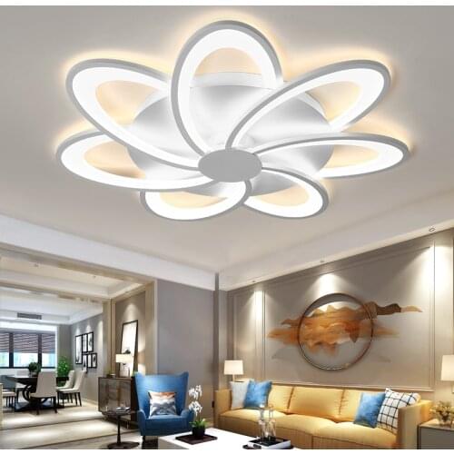 Modern LED Chandelier Lights for Home Living Room Dining Kitchen Bedroom White Acrylic Hanging Ceiling Lamp With Remote Control