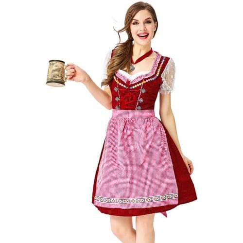 Traditional Beer Dirndl Adult Women Oktoberfest Dress Ladies Beer Girl Maid Costume