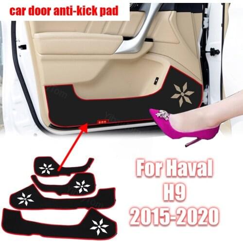 Protection Polyester Carpet Decal Protective Mat Car Door Anti Kick Pad Sticker for Haval H9 2015-2020 Accessories