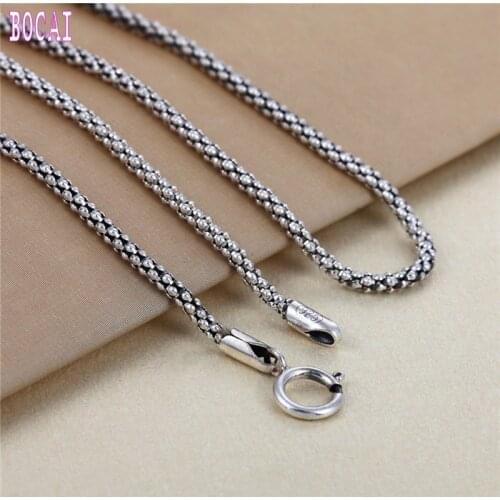 925 sterling silver jewelry Thai silver corn chain vintage man necklace wild silver chain women new fashion silver necklace