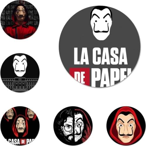 58mm TV La Casa de papel Icons Pins Badge Decoration Brooches Metal Badges For Clothes Backpack Decoration