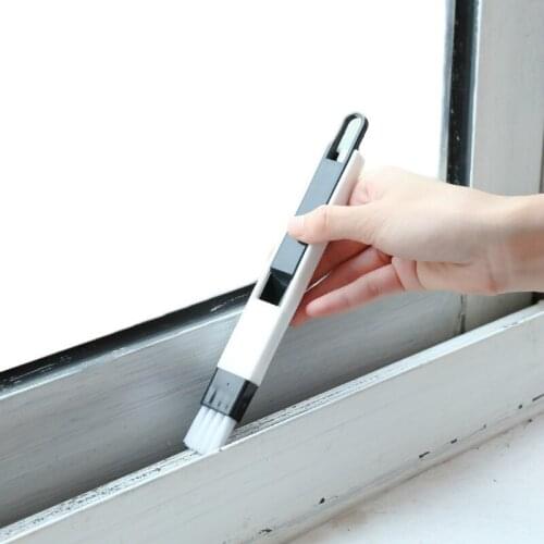 1PC 2 In 1 Multifunctional Window Slot Brush with Dustpan Keyboard Drawer Wardrobe Corner Gap Dust Removal Cleaning Brush