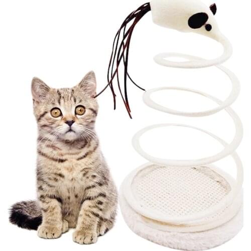 1Pcs Creative Scratch Cat Toys Cat Teaser Toy Interactive Cat Mouse Toy Cat Plush Toy With Spiral Spring Plate Kitty Accessories