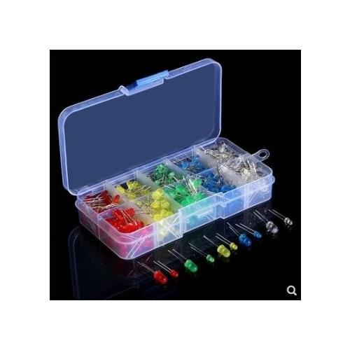 100Pcs!!! 3MM LED Diode Kit Mixed Color Red Green Yellow Blue White + BOX