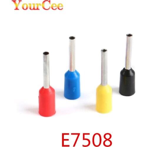 100pcs E7508 Tubular Wire Connector Electrical Terminals Bootlace Cooper Kit Set Cable Crimps Wire Ferrules Insulated terminal