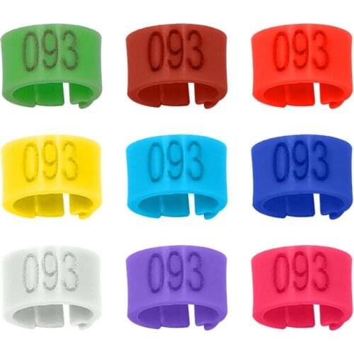 100Pcs 9 Colors Pigeon Foot Rings 8mm with Words Plastic Clip Ring Pigeon Dove Quail Foot Ring Farm Animal Training Supplies