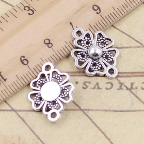 20pcs Charms Flower Link Connector 20x10mm Tibetan Bronze Silver Color Pendants Antique Jewelry Making DIY Handmade Craft