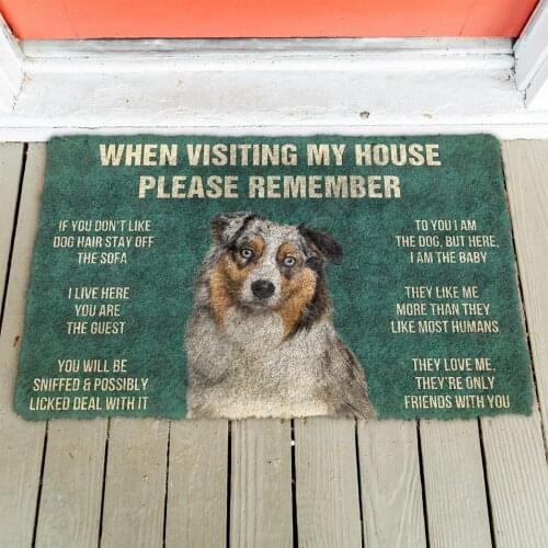 3D Please Remember Australian Shepherd Dogs House Rules Doormat Non Slip Door Floor Mats Decor Porch Doormat