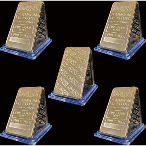 5PCS Fine Gold 9999 1 Ounce Troy Johnson Matthey Assayer & Refiners With Display Case