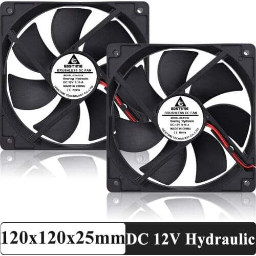 5-Pack Gdstime120mm Fan DC 12V Computer Fan 120mm x120mm x 25mm 2-Pin High Performance Cooling Fan 2000RPM
