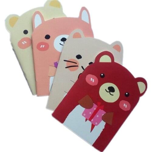 40pcs/lot New cute bear & cat design Notebook students diy mini travel diary Note pad Memo A6 book wholesale